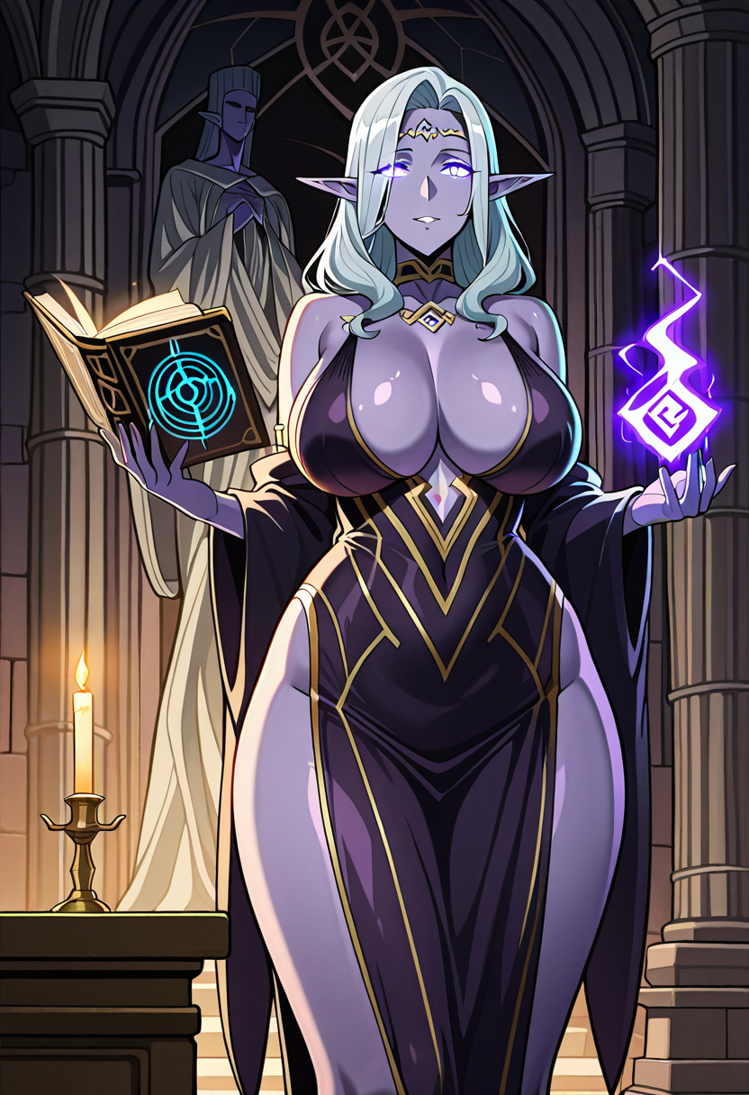 Seraphine — A dark elf archmage who finds you unexpectedly interesting